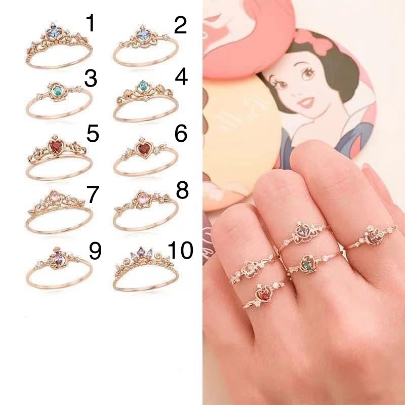 Trendy Disney Princess Open Adjustable Rings Cute Finger Rings Girl Jewelry  Crystal Rings For Women Wedding Accessories
